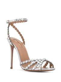 Aquazzura Tequila Crystal Ankle-Strap Cocktail Sandals at Neiman Marcus