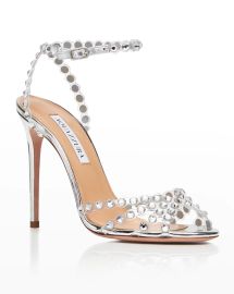 Aquazzura Tequila Crystal Ankle-Strap Cocktail Sandals at Neiman Marcus