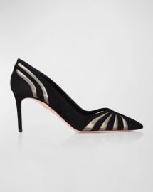 Aquazzura The Spy Suede Mesh Pumps at Neiman Marcus