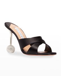 Aquazzura Yes Darling Crystal-Sphere Slide High-Heel Sandals at Neiman Marcus