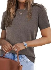 Arach&Cloz Women's Lightweight Wool Blend Short Sleeve Sweater Top Business Casual at Amazon