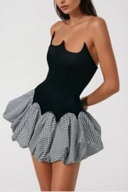 Aragog Asymmetric Strapless Grid Mini Dress at Innovare Denim