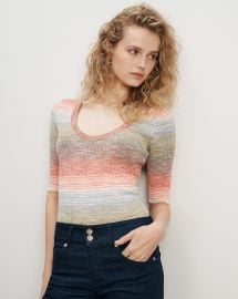 Archibald Knit Pullover in Orange FlameMustard Multi at Veronica Beard