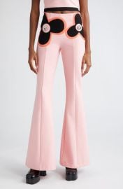 Area Colorblock Flower Pleated Flare Pants at Nordstrom