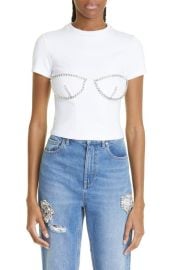 Area Crystal Bustier Cup T-Shirt at Nordstrom