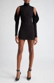 Area Crystal Cold Shoulder Long Sleeve Minidress at Nordstrom