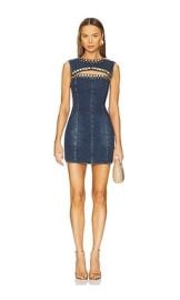 Area Crystal Cut Out Mini Dress In Dark Blue at Revolve