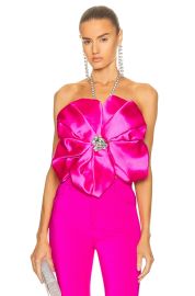 Area Crystal Embellished Satin Rosette Halter Top at Forward