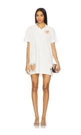 Area Crystal Heart Cutout Polo Dress In White at Revolve