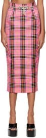 Area Crystal Trim Plaid Midi Skirt at Ssense