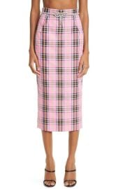 Area Crystal Trim Plaid Midi Skirt at Nordstrom