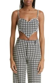 Area Crystal Trim Wool Blend Heart Crop Top at Nordstrom