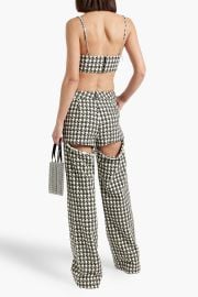 Area Cutout houndstooth wool blend tweed wide leg pants at The Outnet