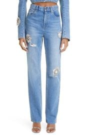 Area Distressed Crystal Detail Jeans at Nordstrom