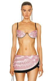 Area Embroidered Crystal Pailette Watermelon Bra at FWRD