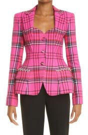 Area Hourglass Plaid Cotton amp Virgin Wool Blazer at Nordstrom