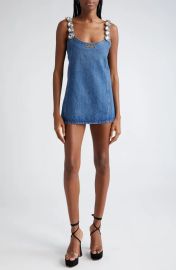 Area Jumbo Crystal Denim Minidress at Nordstrom