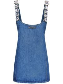 Area Jumbo Crystal Denim Minidress at Farfetch