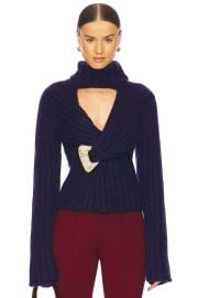 Area Twisted Turtleneck Sweater In Midnight Blue at Revolve