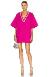 Area V Neck Crystal T Shirt Dress at Forward