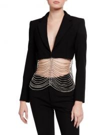 AreaCrystal Hem Crop Blazer at Neiman Marcus