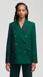 Argent Colorblocked Peak Lapel Blazer in Emerald Forest at Argent