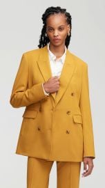 Argent Double Breasted Blazer in Mustard at Argent