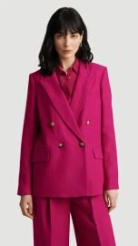 Argent Peak Lapel Blazer in Viscose Linen Twill in Fuchsia at Argent