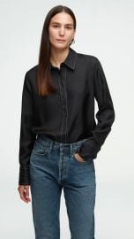 Argent Slim Blouse in Silk Twill Black at Argent