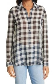 Argo Buffalo Plaid Textured Button-Up Blouse at Nordstrom