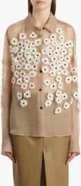 Argo Floral Appliqué Sheer Silk Organza Button-Up Shirt at Nordstrom