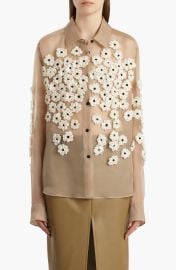 Argo Floral Appliqué Sheer Silk Organza Button-Up Shirt at Nordstrom
