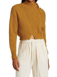 Arina Mixed Stitch Fisherman Cropped Turtleneck at Saks Fifth Avenue