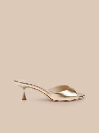 Arleen Kitten-Heel Mule in Gold Leather L39AGENCE at L'Agence