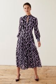 Arley Midi Dress Lilac And Black Crepe - Welcome to the Fold LTD at The Fold London