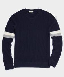 Arm Stripe Cashmere Sweatshirt in Navy - at Todd Snyder