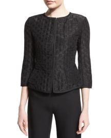 Armani Collezioni 34-Sleeve Polka-Dot Jacket Black at Neiman Marcus