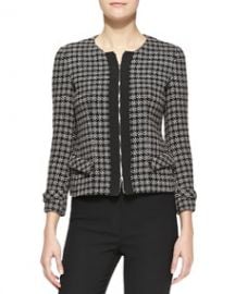 Armani Collezioni Tweed Zip-Front Jacket at Neiman Marcus