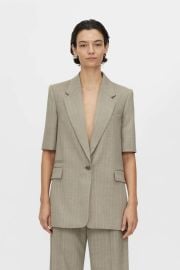 Arnelle Short Sleeve Blazer in Natural Pinstripe - CAMILLA AND MARC CampM CAMILLA AND MARC - INT at Camilla and Marc