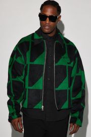 Arnold Felt Jacquard Cropped Jacket - Green Fashion Nova Mens Jackets Fashion Nova at Fashion Nova