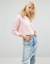 Arrive Cropped Raw Edge Sweat with Rip Detailing at asos com at Asos