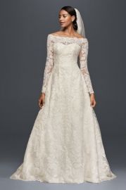 As-Is Off-The-Shoulder Lace A-Line Wedding Dress by Davids Bridal at Davids Bridal