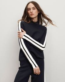 Asante Striped Knit Pullover in Navy at Veronica Beard