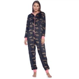 Ashford amp Brooks Womenx27s Mink Fleece Hooded One Piece Pajama Jumpsuit Target at Target