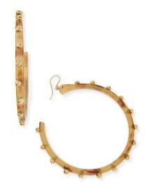 Ashley Pittman Duara Studded Hoop Earrings  Light Horn at Neiman Marcus