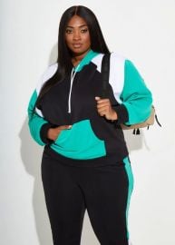 Ashley Stewart Colorblock Stretch Knit Hoodie at Ashley Stewart