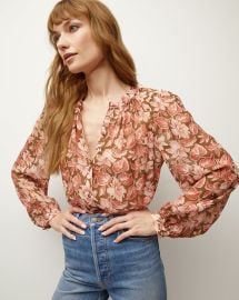 Ashlynn Silk Top in Deep Ochre Multi at Veronica Beard