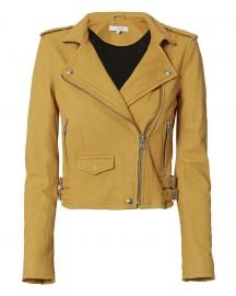 Ashville Yellow Cropped Leather Jacket by IRO at Intermix