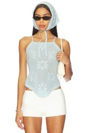 Asta Resort Bruna Crochet Top In Sky Blue at Revolve
