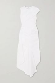 Aster Asymmetric Ruched Cotton-Poplin Dress by 16Arlington at Net A Porter